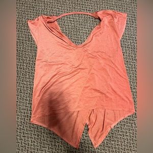 Lululemon short sleeve coral shirt (criss cross open back)